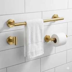 Gold Towel Bar Set Round