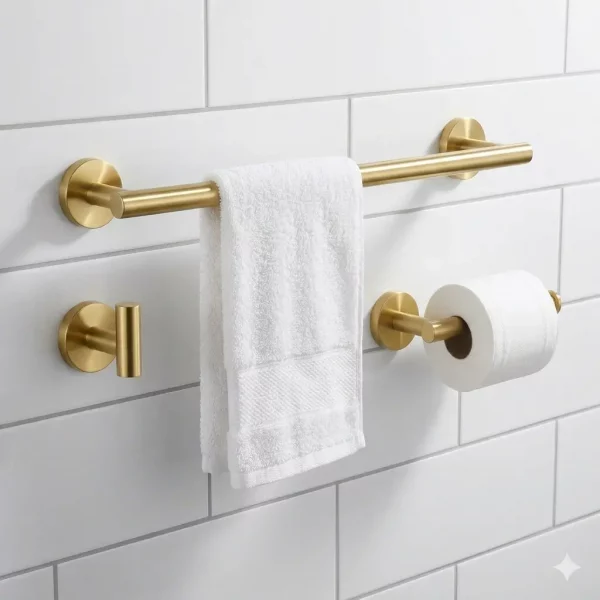 Gold Towel Bar Set Round