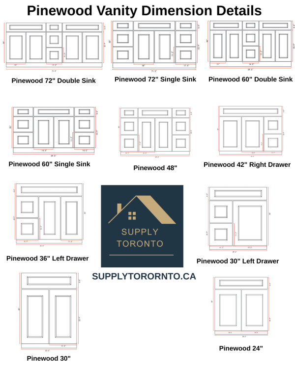 Pinewood Vanity Dimension Details Supply Toronto