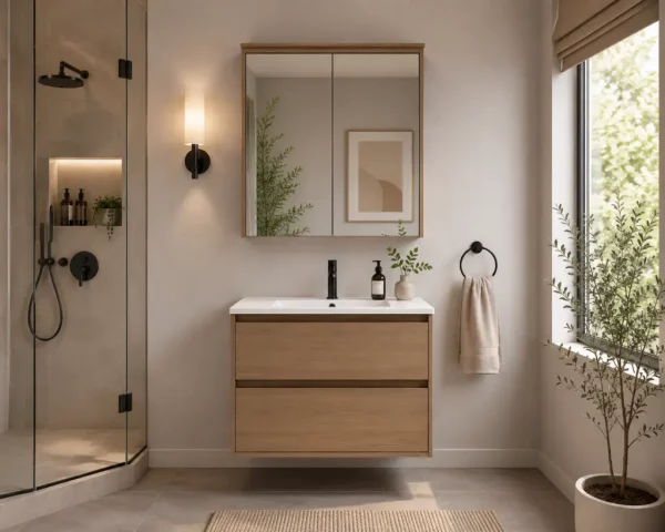 30 inch natural oak wall mounted bathroom vanity in Toronto by Supply Toronto
