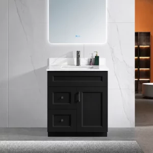30 inch single door black solid wood bathroom vanity in Markham by Supply Toronto