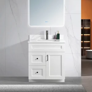 30 inch single door white MDF-HDF bathroom vanity in Toronto by Supply Toronto