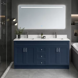 60 inch double sink Prussian blue bathroom vanity in Port Credit by Supply Toronto