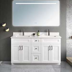 60 inch double sink white solid wood bathroom vanity in Toronto by Supply Toronto