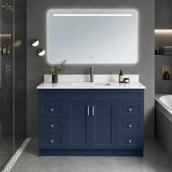 60 inch single sink Prussian blue bathroom vanity in Georgetown by Supply Toronto