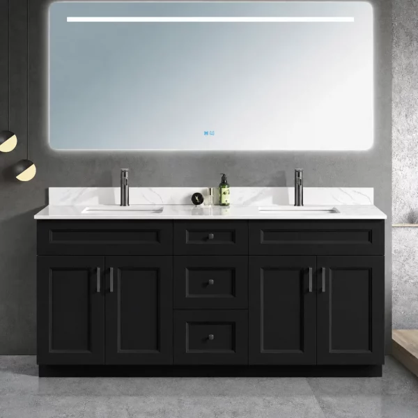 72 inch double sink black solid wood bathroom vanity in Ajax by Supply Toronto
