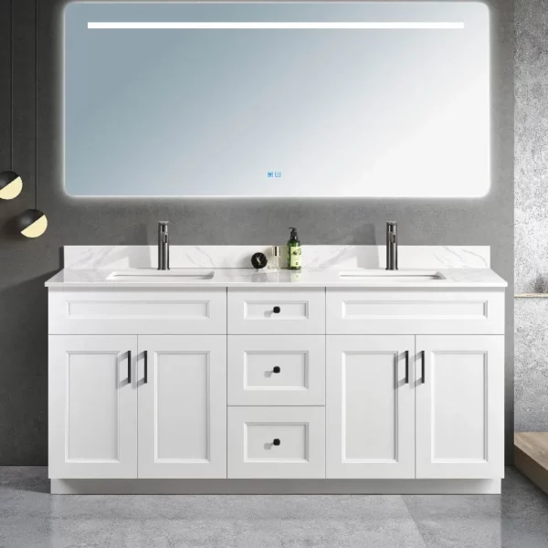 72 inch double sink white solid wood bathroom vanity in Toronto by Supply Toronto