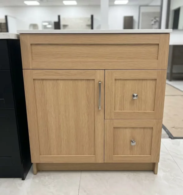 30 inch light oak veneer bathroom vanity with single sink-Supply Toronto