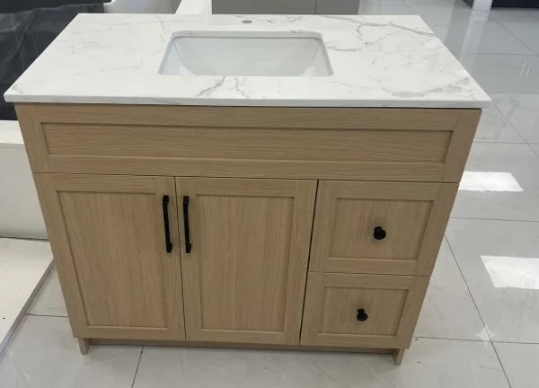 36 inch light oak veneer bathroom vanity with single sink-Supply Toronto