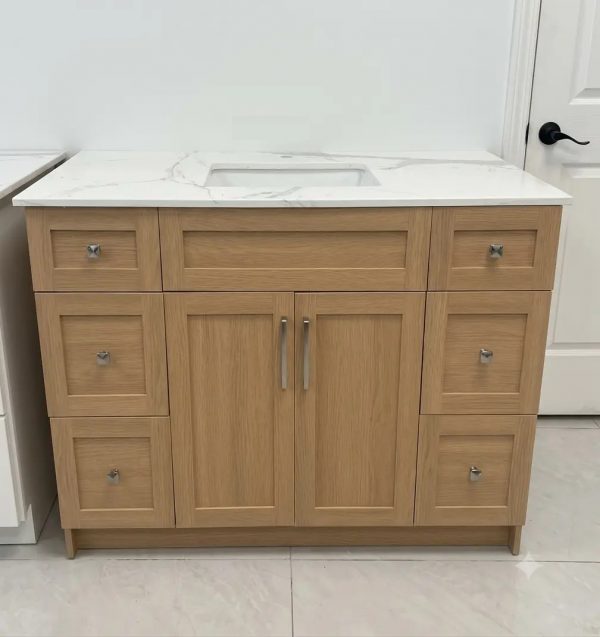 48 inch light oak veneer bathroom vanity with single sink-Supply Toronto